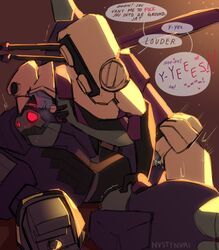 anal_sex blitzwing_(transformers) dialogue eye_contact hand_on_thigh lugnut moaning red_eyes size_difference small_dom_big_sub transformers transformers_animated yaoi