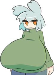 female huge_breasts mae_(megadingus) megadingus rabbit_humanoid sweater