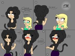 2futas clothed clothing comic dialogue dickgirl/dickgirl duo fully_clothed futa_only futanari humanoid leni_loud light-skinned_futanari light_skin original_character pale_skin saiyan_tail text the_loud_house xsherlock420_(artist)