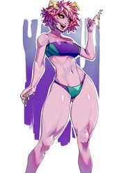 1girls 2d acid bikini casual female full_color mina_ashido my_hero_academia no_penetration no_sex pink_hair pink_skin solo solo_female thick_thighs xdtopsu01