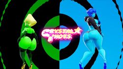 2girls 3d 3d_(artwork) animated ass ass_focus big_ass big_breasts big_butt blue_skin breasts female gem_(species) green_skin high_heels huge_ass lapis_lazuli_(steven_universe) mp4 no_sound peridot_(steven_universe) prevence shortstack steven_universe tagme taller_girl twerking video