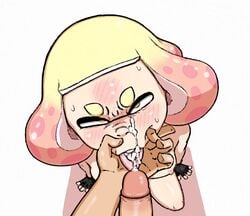 1boy 1girls after_fellatio after_sex cum cum_in_mouth cum_on_face edit fingerless_gloves inkling nintendo nuranura-san pearl_(splatoon) penis small_breasts splatoon straight tagme tentacle_hair