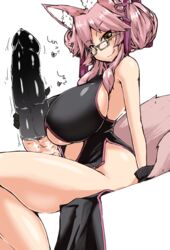 148bpm 1futa animal_ears big_balls big_breasts big_penis bottomless breasts chinese_clothes clothed clothing condom fate/grand_order fate_(series) fox_ears fox_girl fox_tail futa_only futanari glasses huge_balls huge_breasts huge_cock humanoid humanoid_penis kanon_(148bpm) kemonomimi koyanskaya_(chinese_lostbelt_outfit) koyanskaya_(fate) licking_lips light_skin looking_at_viewer pale_skin partially_clothed penis pink_hair sitting solo