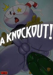 anal anal_sex ass balls big_ass big_butt blush brown_eyes cagney_carnation cum cum_in_ass cum_on_butt cum_while_penetrated cumshot cuphead cuphead_(game) english english_text fat_ass fat_butt femboy gloves handwear huge_ass huge_butt male male_only penis red_nose red_shorts red_sweater sqoon sssonic2 sweater testicles text yellow_gloves