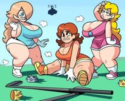 3girls alternate_breast_size ass ass_expansion bare_shoulders big_ass big_breasts big_butt breast_expansion breasts butt comic female height_change height_reduction hips huge_ass huge_breasts huge_butt lakitu large_ass large_breasts large_butt mario_(series) mario_golf mass_redistribution nintendo princess_daisy princess_peach princess_rosalina sequence shortstack shortstackification superspoe thick thick_ass thick_thighs thighs transformation wide_hips