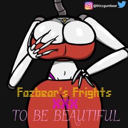 animatronic belly belly_button big_ass big_breasts big_butt crop_top curvy curvy_figure eleanor_(fnaf) fazbear_fright five_nights_at_freddy's fnaf fnaf_(to_be_beautiful) gold heart long_fingers long_neck necklace purple_thong red_skirt robot robot_girl robotic_arm shaded skirt squeezing squeezing_breast tank_top thiccgumbear thick_thighs thighs thin_arms thin_waist thong white_body