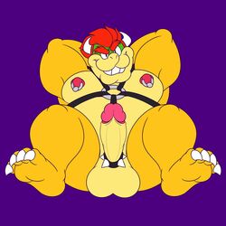 accessory anthro anthro_only bara bowser cock_ring erection feet genitals hi_res jewelry koopa male male_only mario_(series) nintendo nipple_piercing nipple_ring nipples penis penis_accessory penis_jewelry piercing reptile ring scalie smile solo turtle video_games wolfbuns