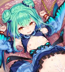 chains crying cum cum_on_body cum_on_breasts cum_on_upper_body green_hair hololive hololive_fantasy hololive_japan ore_p_1gou small_breasts smaller_female tagme uruha_rushia virtual_youtuber