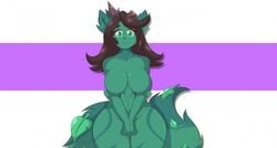 1girls 2019 :3 anthro big_breasts breasts featureless_breasts female female_only furry green_body green_eyes green_hair leaf looking_at_viewer mastergodai nature_spirit no_nipples nude original original_character smile solo thick_thighs wide_hips willow_(fullspartand)