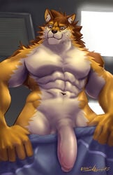 1boy abs anthro baraslashers barrel_(live-a-hero) big_penis canid canine canis flaccid genitals hi_res humanoid_genitalia humanoid_penis live-a-hero male male_only mammal muscular muscular_anthro muscular_male navel nude pecs penis solo towel video_games wolf