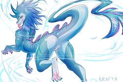 battle_franky blue_body disney dragon east_asian_mythology eastern_dragon female female_only feral fur genital_fluids genitals hair hi_res horn mythology pussy pussy_juice raya_and_the_last_dragon sisu_(ratld) smile solo tail