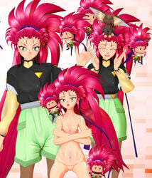3d 3d_(artwork) 3d_model banchouforte blender breasts embarrassed female long_hair mascot naked puppet red_hair ryo-ohki tenchi_muyo! washu_hakubi