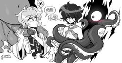 3boys black_and_white bune_(lapinbeau) demon grabbing_penis lapinbeau male_only priest tagme tentacle theodore_(lapinbeau) warlock