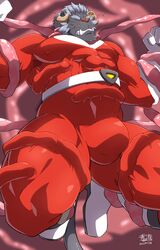 abs absurd_res anthro bulge clothing hi_res horn krampus_(tokyo_afterschool_summoners) male male_only monster muscular muscular_anthro muscular_male nipples pecs subaru_aotk superhero tentacle tentacle_bondage tentacle_under_clothing tight_clothing tokyo_afterschool_summoners video_games