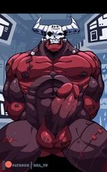 10:16 absurd_res angry anthro balls big_penis bna_v5 demon genitals helltaker hi_res horn humanoid male male_only muscular muscular_male nipples penis solo subject_67 subject_67_(helltaker) vein veiny_penis