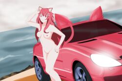 car cat_ears female indie_virtual_youtuber latam_virtual_youtuber naked pink_eyes pink_hair solo suwie virtual_youtuber vtuber vtuberfanart