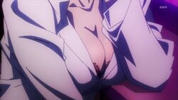 big_breasts black_bra blood_blockade_battlefront blush bra breasts breasts_focus chain_sumeragi cleavage dress_shirt female female_only kekkai_sensen shirt white