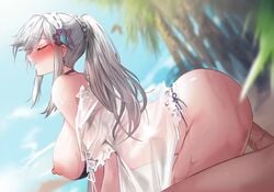 1boy 1girls animated anus ass azur_lane bangs bare_ass beach blush bouncing_breasts breasts brown_eyes cum cum_in_pussy cum_inside dunkerque_(azur_lane) dunkerque_(summer_sucre)_(azur_lane) extremely_large_filesize eyebrows_visible_through_hair female girl_on_top hair_ornament high_resolution hybrid_animation large_filesize male mp4 multiple_views nakadashi on_top outdoors overflow paid_reward palm_tree patreon_reward penis semen sex snowru sound swimsuit_aside tied_hair tree uncensored vagina vaginal video voice_acted white_hair