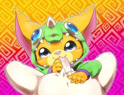 blowjob cosplay dino_gnar gnar league_of_legends male/male orange_fur toy_box_series yaoi yordle