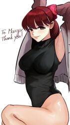 kasumi_yoshizawa nero_watch persona persona_5 persona_5_royal red_eyes red_hair stretching sumire_yoshizawa sweat sweatdrop sweating text