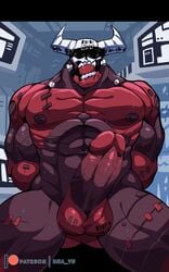 10:16 abs absurd_res arms_tied ball_gag balls biceps blindfold bna_v5 bound demon gag genitals helltaker hi_res horn humanoid laboratory male male_only muscular muscular_humanoid muscular_male pecs penis red_body solo subject_67 subject_67_(helltaker) teeth