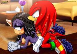 1boy 2d bbmbbf black_hair blue_eyes blush breasts chameleon echidna female furry furry_male knuckles_the_echidna laying_on_stomach legs_open legs_spread male mobius_unleashed palcomix penis_on_ass purple_eyes salma_the_chameleon scalie scalie_female sonic_(series) sonic_the_hedgehog_(archie) sonic_the_hedgehog_(series)