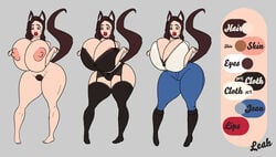 big_ass big_breasts big_butt breast_press breast_squeeze brown_eyes brown_hair catgirl character_sheet disturbedmonkey fonkimonki freckles gigantic_ass gigantic_butt huge_ass huge_breasts huge_butt kemonomimi leah_(disturbedmonkey) leah_(fonkimonki) lingerie lipstick thick thick_ass thick_lips thick_thighs thighhighs wide_hips