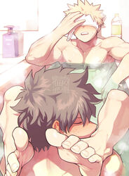 barefoot bath feet foot_fetish foot_worship gay izuku_midoriya katsuki_bakugou muscular_male my_hero_academia yaoi yazakc