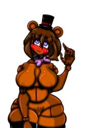 blue_eyes brown_hair brown_nipples brown_skin five_nights_at_freddy's five_nights_in_anime freddy_(fnaf) glaz12 solo