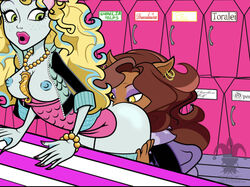 ass_grab blargsnarf clawdeen_wolf cunnilingus lagoona_blue licking_ass monster_girl monster_high yuri