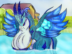 anthro blue_body dragon dvalin female furry genshin_impact gozso solo tagme video_games wings