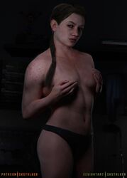 1girls 3d 3d_(artwork) abigail_anderson covering_breasts female female_only looking_at_viewer muscular_female skstalker solo the_last_of_us the_last_of_us_2