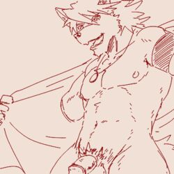 1:1 2020 abs anthro balls blush canid canine canis clothed clothing domestic_dog edit embarrassed genitals husky jewelry kemono kouya_(morenatsu) low_res male male_only mammal morenatsu necklace nipples nordic_sled_dog open_clothing open_shirt open_topwear penis run_aki shirt sketch smile solo spitz topwear uncensored video_games visual_novel