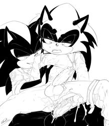 after_sex anal anthro balls bodily_fluids bottomless clothed clothing cum cum_in_ass cum_inside duo fan_character gay genital_fluids genitals hi_res male male/male penis shadow_the_hedgehog soina sonic_(series) sonic_the_hedgehog_(series) yaoi