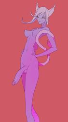 1futa anthro areolae balls big_breasts big_penis breasts cat_ears cat_eyes catgirl dickgirl furry futa_only futanari grey_hair humanoid_penis long_penis nude original_character penis purple_skin solo standing tail tailbox whiskers yellow_eyes