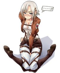 1girls attack_on_titan blush female glasses rico_brzenska shingeki_no_kyojin tagme white_hair