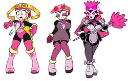 chaoscroc corruption evil_smile eye_color_change female hair_color_change identity_death latex latex_gloves maid mega_man mega_man_battle_network piepiepiethesecond pink_eyes roll.exe skin_color_change transformation transformation_sequence