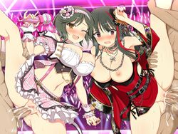 2boys 2girls abs black_hair blush breasts breasts_out brown_eyes clothed_female_nude_male cum cum_in_pussy cum_inside ejaculation foursome group_sex leg_lift leg_up long_hair mai_(senran_kagura) marvelous multiple_boys multiple_girls nail_polish nipples no_panties nude pussy red_eyes senran_kagura sex short_hair skirt spread_legs standing standing_on_one_leg standing_sex tsubaki_(senran_kagura) vaginal_penetration yaomai