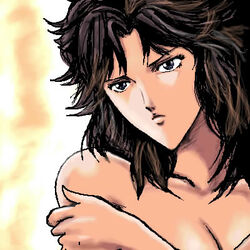 1girls breasts brown_eyes brown_hair female hokuto_no_ken human large_breasts light-skinned_female light_skin long_hair lowres mamiya_(hokuto_no_ken) oekaki patsuki shoulders shounen_jump