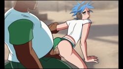 2d_(gorillaz) 2d_(humility) anal_insertion anal_sex blue_hair bodily_fluids bodily_fluids_drip bodily_fluids_on_penis chubby chubby_male clothed clothing dark-skinned_male dark_skin gay gay_anal gay_sex gorillaz insertion light-skinned_male light_skin male male/male male_focus male_only male_penetrating male_penetrating_male mawile123 non-binary penetrated penetrating penetration penetration_from_behind penis penis_in_ass russel_hobbs russel_hobbs_(humility) shorts skinny tagme toony video