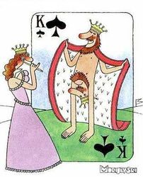 2_heads bbw crown inanimate king multi_head playing_cards queen robe tagme