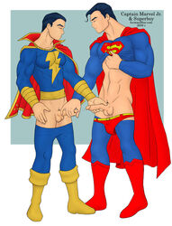 2boys captain_marvel_jr. conner_kent dc freddy_freeman gay icemanblue jacking_each_other_off male male_only multiple_boys multiple_males precum_bridge puberty pubic_hair shazam superboy tagme yaoi