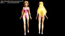 1girls 3d animated ass ass_shake barefoot big_breasts bikini blonde_hair blue_eyes bouncing_breasts breasts busty butt_crack cleavage elf feet female female_only highres jiggle large_breasts legs long_hair looking_at_viewer multiple_views navel nintendo pink_bikini pointy_ears princess princess_zelda sensual sexy smile solo swimsuit tagme the_legend_of_zelda thighs video virtualblueam2 voluptuous walking