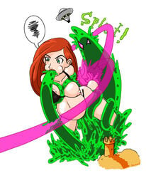 1girls 2d ben_10 ben_10_alien_force ben_tennyson black_bra bra bra_down breasts clothing female goop green_eyes gwen_tennyson gwen_tennyson_(alien_force) inflation interspecies jim_sugomi long_hair nipples open_mouth oral penetration rape restrained slime slime_inflation slime_monster smooth_skin spread_legs tentacle vaginal_penetration