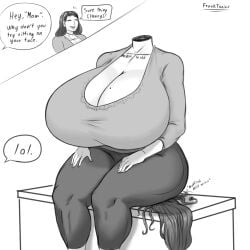 1girls android big_breasts breasts cleavage curvy curvy_female detachable_head detached_head english_text face_sitting franktonius gynoid headless headless_female headless_woman huge_boobs huge_breasts humor milf milfcrosoft_mombot mother oc removable_head solo_focus speaking speech_bubble talking text thicc thick_thighs