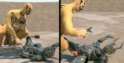 3d adeptus12 arena armor armored_female armour assisted_exposure claws codpiece fight futa_only futanari gruntress height_difference helmet huge_balls huge_cock human imminent_rape imminent_sex naked nude orc plate_armor princess_ezi small_penis tattooed_female tattoos tattoos_everywhere