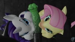 3d angry animal_genitalia anthro anthro_on_anthro audible_ejaculation cranevein cum cumshot fluttershy_(mlp) friendship_is_magic futanari hasbro horsecock lewdwhorse my_little_pony mythology queen_chrysalis_(mlp) rarity_(mlp) sound tagme video
