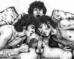 3boys actor after_fellatio black_and_white boner brothers caucasian caucasian_male celebrity cum_on_face cumshot double_fellatio erect_nipples erect_penis erection gay hard_on human human_only incest joe_jonas jonas_brothers kevin_jonas male male_only multiple_males musician nick_jonas nude older_brother_sucks_younger_brother orgasm_face real_person rough_canvas savila sketch teen_boy uncolored yaoi