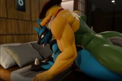 3d anal bed duo furry gay lucario penetration pokemon render tadc