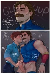 bara big_cock big_dick big_pecs big_penis boner cock cum daddy dick dilf dispatch_(game) erection garbeorn gay grabbing_penis hand_on_penis handjob huge_cock jerking jerkingoff male male_only masturbating masturbation moustache muscular muscular_male penis phenomaman precum robert_robertson size_difference submissive teasing thick_cock thick_dick thick_penis